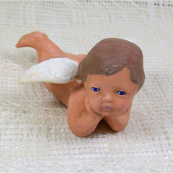 Handmade Ceramic Cherub Angel Statue, Ceramic Angel Figurine, Angel Decor - Picture 5 of 6